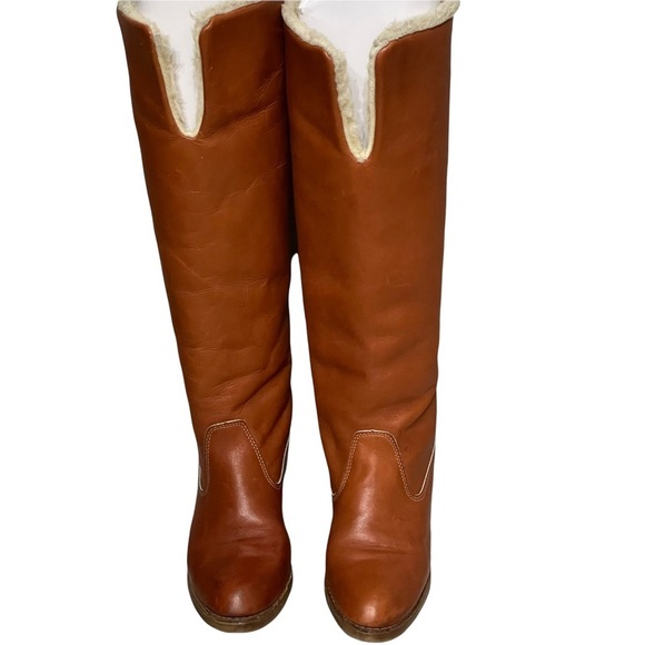 Zodiac Vintage Brown Leather Shearling Lined Heeled Boots Size 7 N (Narrow) - Picture 2 of 12